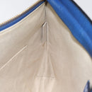 LOEWE Anagram Clutch Bag Leather Blue Gold Auth sw422-18