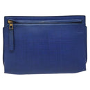 LOEWE Anagram Clutch Bag Leather Blue Gold Auth sw422-13
