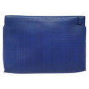 LOEWE Anagram Clutch Bag Leather Blue Gold Auth sw422-2