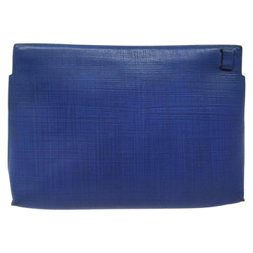 LOEWE Anagram Clutch Bag Leather Blue Gold Auth sw422 - 0