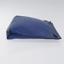 LOEWE Anagram Clutch Bag Leather Blue Gold Auth sw422-3