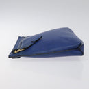 LOEWE Anagram Clutch Bag Leather Blue Gold Auth sw422-4