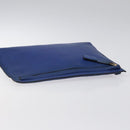LOEWE Anagram Clutch Bag Leather Blue Gold Auth sw422-5