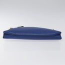 LOEWE Anagram Clutch Bag Leather Blue Gold Auth sw422-6