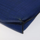 LOEWE Anagram Clutch Bag Leather Blue Gold Auth sw422-7