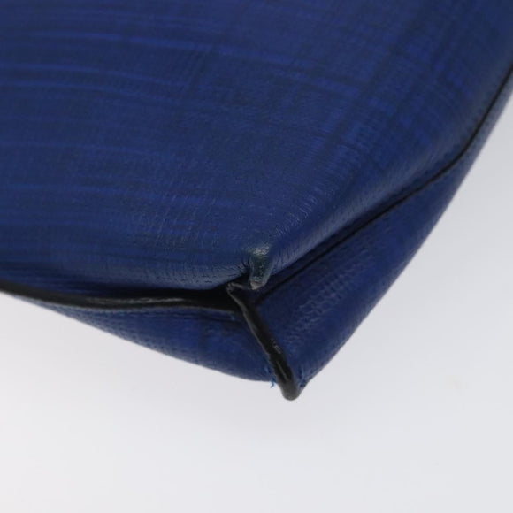 LOEWE Anagram Clutch Bag Leather Blue Gold Auth sw422