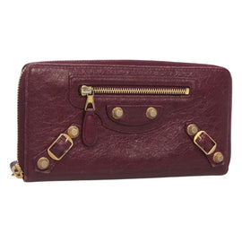 BALENCIAGA Long Wallet Leather Purple 253053 Auth sw423