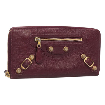 BALENCIAGA Long Wallet Leather Purple 253053 Auth sw423