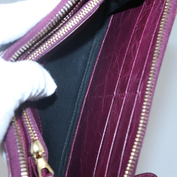 BALENCIAGA Long Wallet Leather Purple 253053 Auth sw423