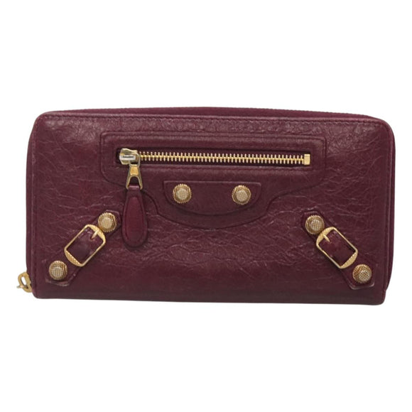 BALENCIAGA Long Wallet Leather Purple 253053 Auth sw423