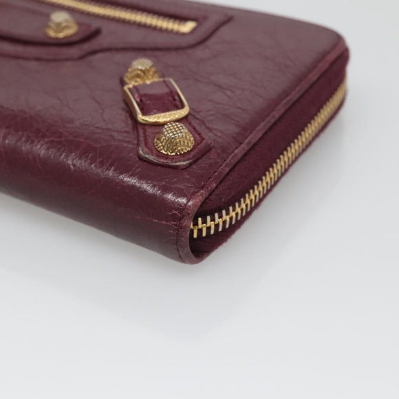 BALENCIAGA Long Wallet Leather Purple 253053 Auth sw423