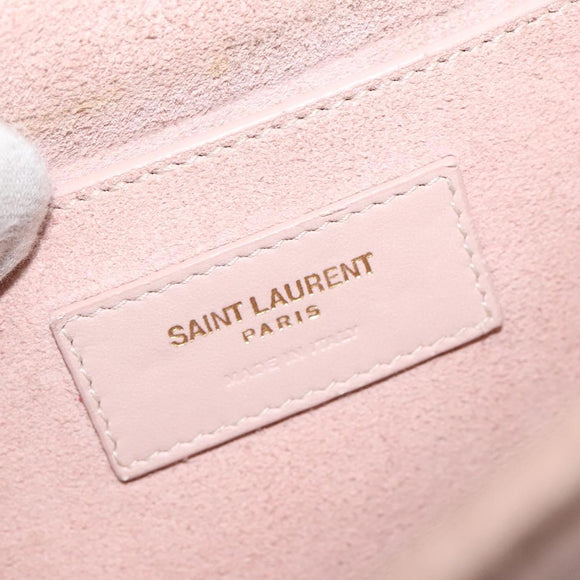 SAINT LAURENT Bellecious Shoulder Bag Suede Leather Pink Auth sw424
