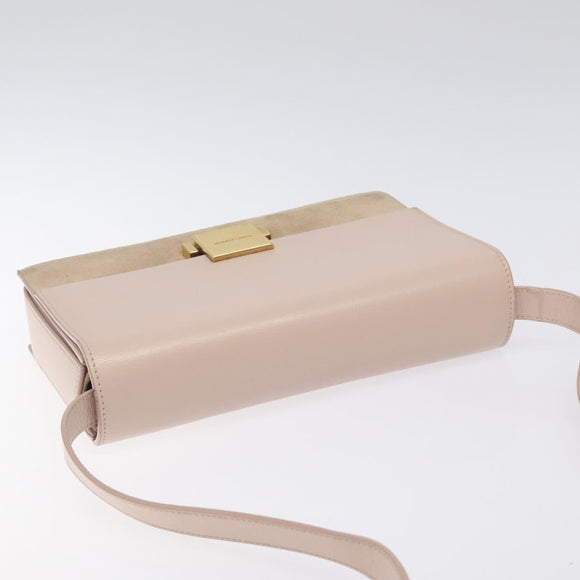 SAINT LAURENT Bellecious Shoulder Bag Suede Leather Pink Auth sw424