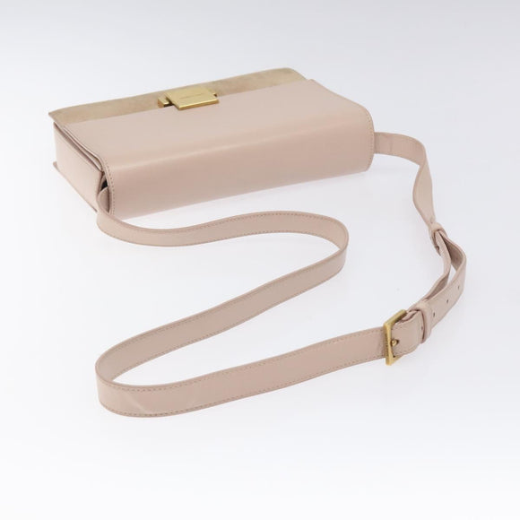 SAINT LAURENT Bellecious Shoulder Bag Suede Leather Pink Auth sw424