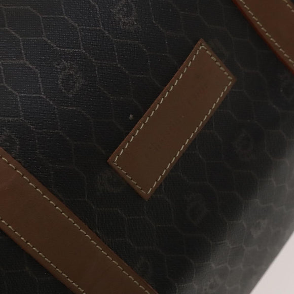 Christian Dior Honeycomb Canvas Boston Bag PVC Leather Black Auth sw438