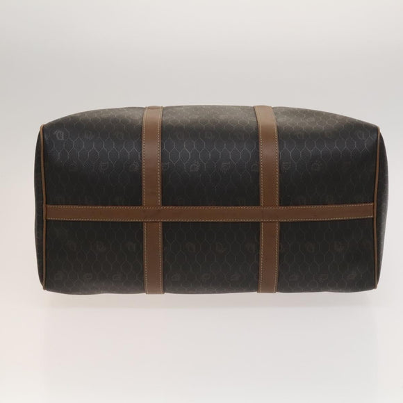 Christian Dior Honeycomb Canvas Boston Bag PVC Leather Black Auth sw438