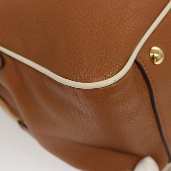 Miu Miu Hand Bag Leather 2way Brown Gold Auth sw446