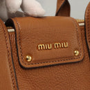 Miu Miu Hand Bag Leather 2way Brown Gold Auth sw446-18