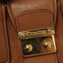 Miu Miu Hand Bag Leather 2way Brown Gold Auth sw446-19