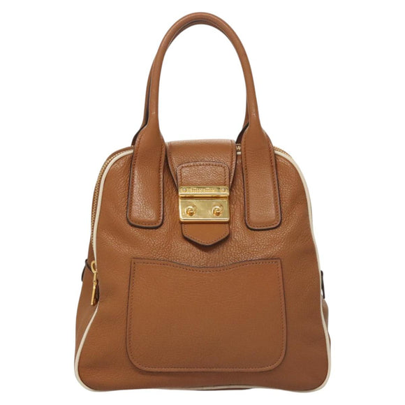 Miu Miu Hand Bag Leather 2way Brown Gold Auth sw446