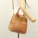 Miu Miu Hand Bag Leather 2way Brown Gold Auth sw446-29