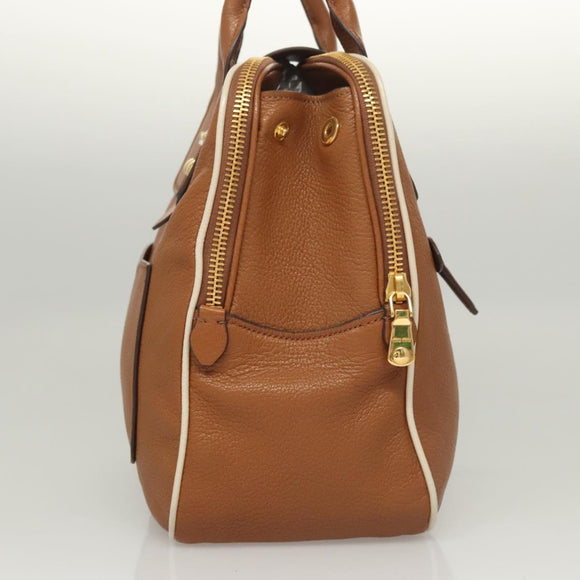 Miu Miu Hand Bag Leather 2way Brown Gold Auth sw446