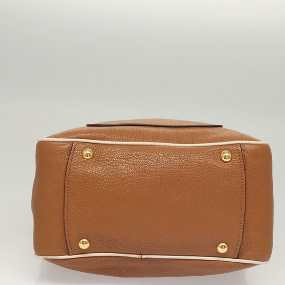 Miu Miu Hand Bag Leather 2way Brown Gold Auth sw446