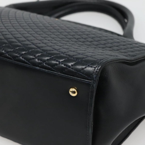 BALLY Hand Bag Leather Black Gold Auth sw449