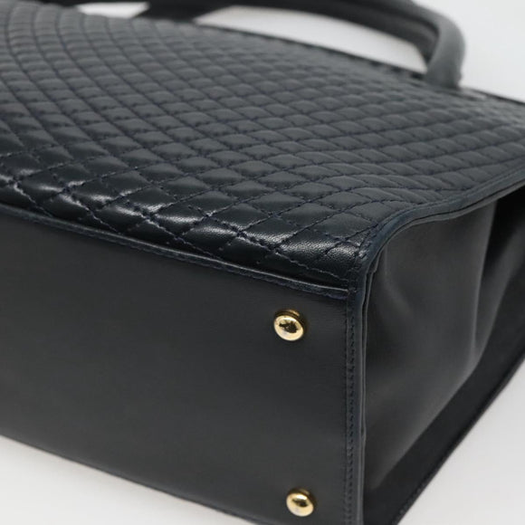 BALLY Hand Bag Leather Black Gold Auth sw449