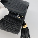 BALLY Hand Bag Leather Black Gold Auth sw449-9