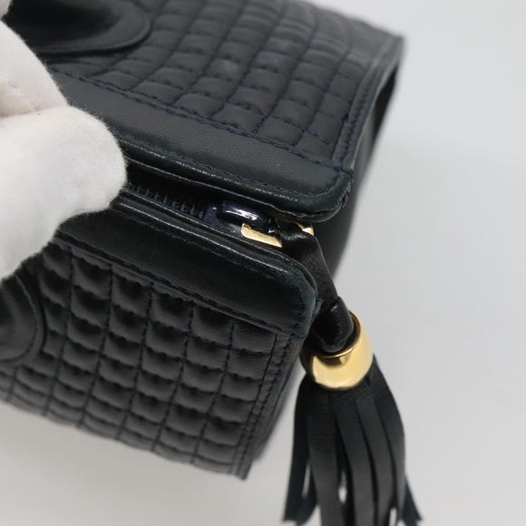 BALLY Hand Bag Leather Black Gold Auth sw449