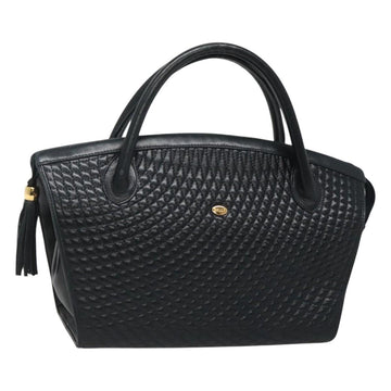 BALLY Hand Bag Leather Black Gold Auth sw449