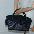 BALLY Hand Bag Leather Black Gold Auth sw449-22
