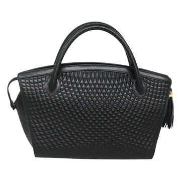 BALLY Hand Bag Leather Black Gold Auth sw449 - 0