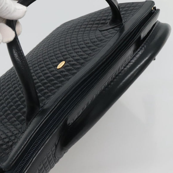 BALLY Hand Bag Leather Black Gold Auth sw449