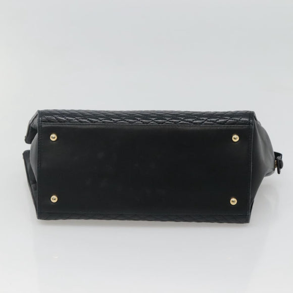 BALLY Hand Bag Leather Black Gold Auth sw449
