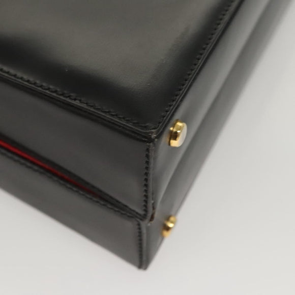 CELINE Shoulder Bag Leather Black Auth sw451