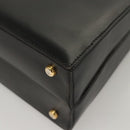 CELINE Shoulder Bag Leather Black Auth sw451-16