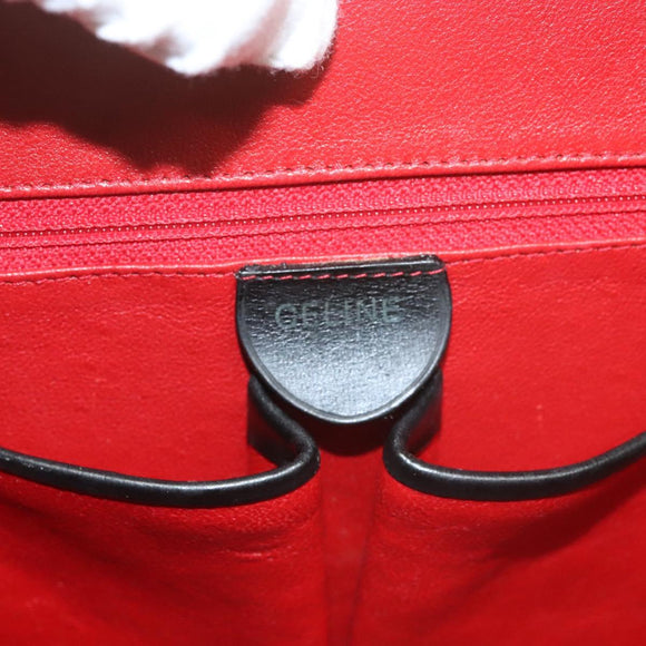 CELINE Shoulder Bag Leather Black Auth sw451