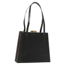 CELINE Shoulder Bag Leather Black Auth sw451-1