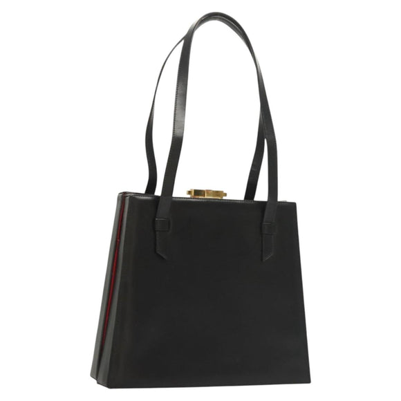 CELINE Shoulder Bag Leather Black Auth sw451
