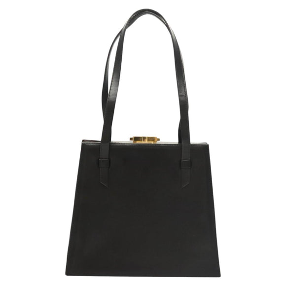CELINE Shoulder Bag Leather Black Auth sw451