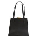 CELINE Shoulder Bag Leather Black Auth sw451-2