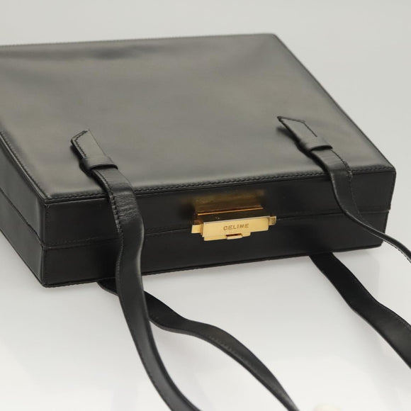 CELINE Shoulder Bag Leather Black Auth sw451