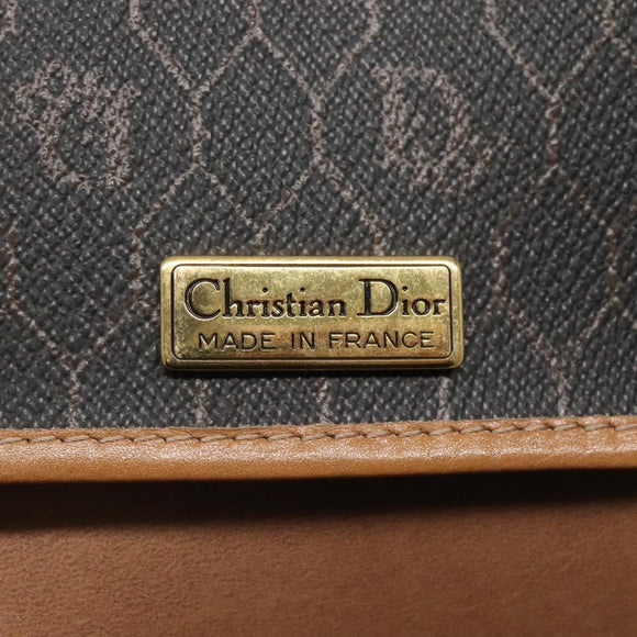 Christian Dior Honeycomb Canvas Shoulder Bag PVC Black Gold Auth sw452