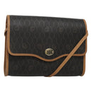 Christian Dior Honeycomb Canvas Shoulder Bag PVC Black Gold Auth sw452-1