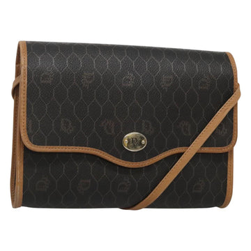 Christian Dior Honeycomb Canvas Shoulder Bag PVC Black Gold Auth sw452