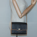 Christian Dior Honeycomb Canvas Shoulder Bag PVC Black Gold Auth sw452-20
