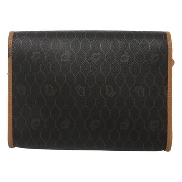 Christian Dior Honeycomb Canvas Shoulder Bag PVC Black Gold Auth sw452 - 0