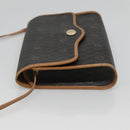 Christian Dior Honeycomb Canvas Shoulder Bag PVC Black Gold Auth sw452-4